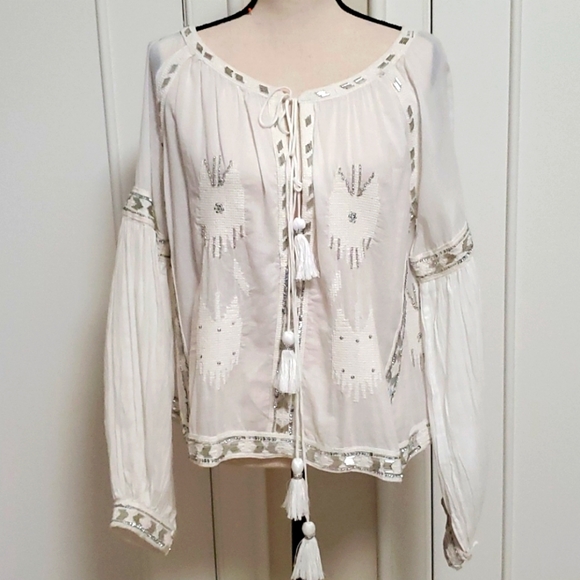 Muche Muchette Tops - Embellished white blouse